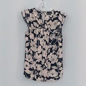 New York & Company Floral Cap Sleeve Blouse
